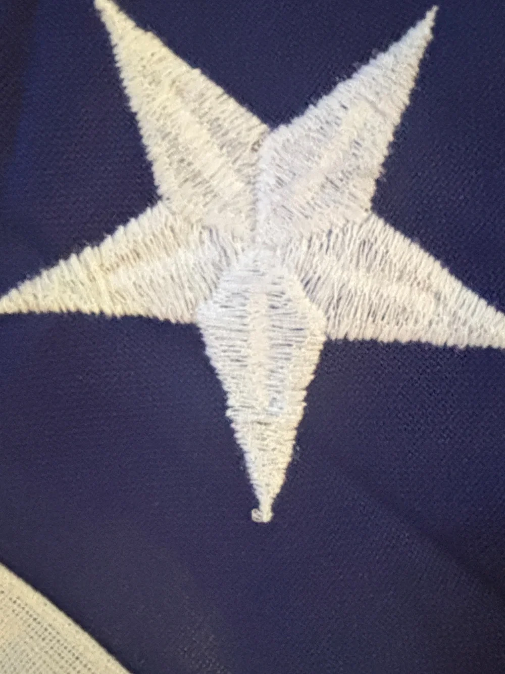Vintage Large American USA Flag 56x118 Embroidered Stars Cotton Made in USA